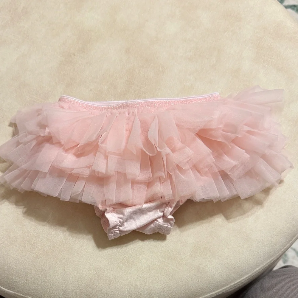 Pink Tulle Skirt and Cream Bodysuit Set